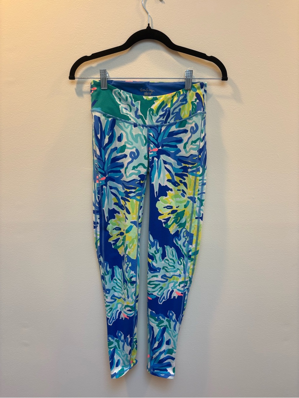 Lilly Pulitzer Teal Blue Tropical Floral Leggings